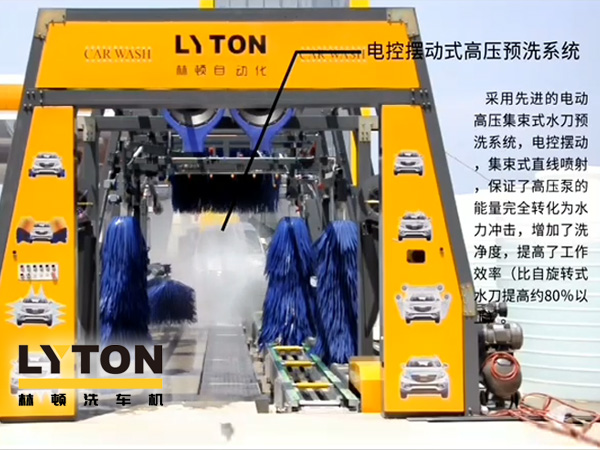 林頓電腦洗車機電控擺動式高壓預洗系統——電動高壓集束式水刀預洗系統、電動擺動、集束式直線噴射